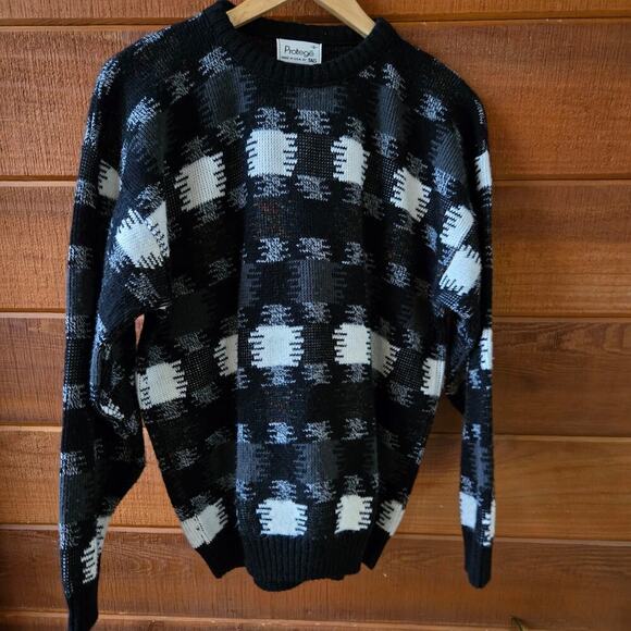 Protege Mens Vintage 90s Eclectic Grandpa Sweater Sz S Crew Neck Cosby Pullover